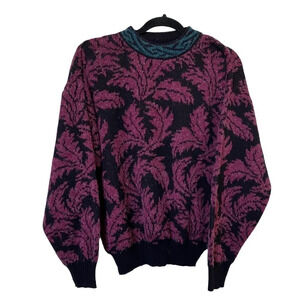 Touch Stone Vintage Black and Purple Crew Neck Sweater